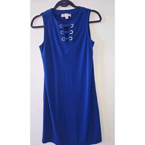 Michael Kors sheath V-neck Dress Size X-Small Royal Blue Stretch‎ Sleeveless